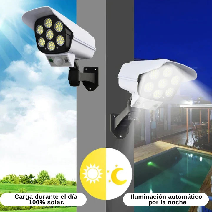 Foco Solar LED Tipo Cámara con Sensor de Movimiento