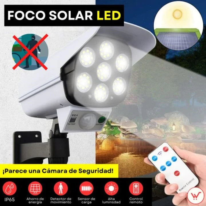 Foco Solar LED Tipo Cámara con Sensor de Movimiento