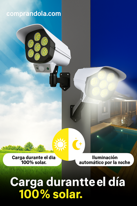 Foco Solar LED Tipo Cámara con Sensor de Movimiento