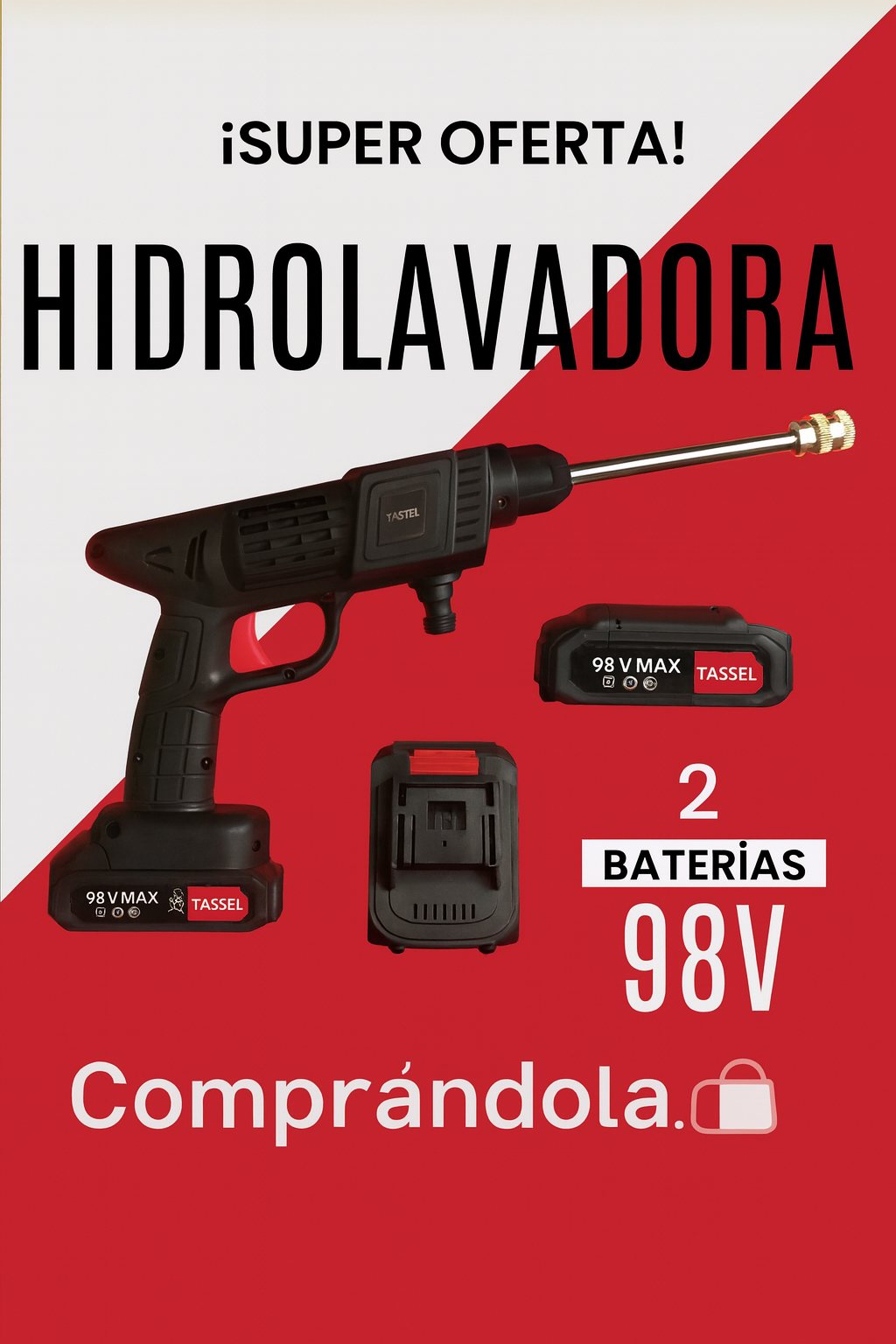 🚿 Hidrolavadora Portátil con 2 Baterías 98v 🔋