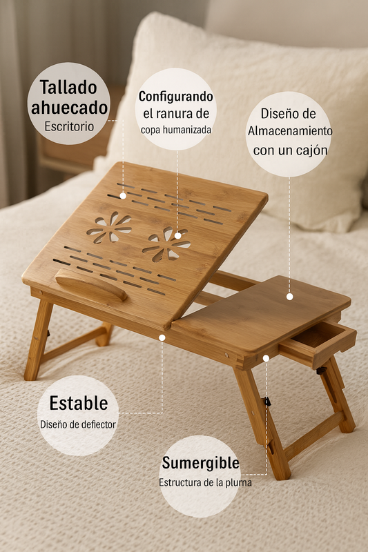 💻 Escritorio Plegable de Bambú para Laptop