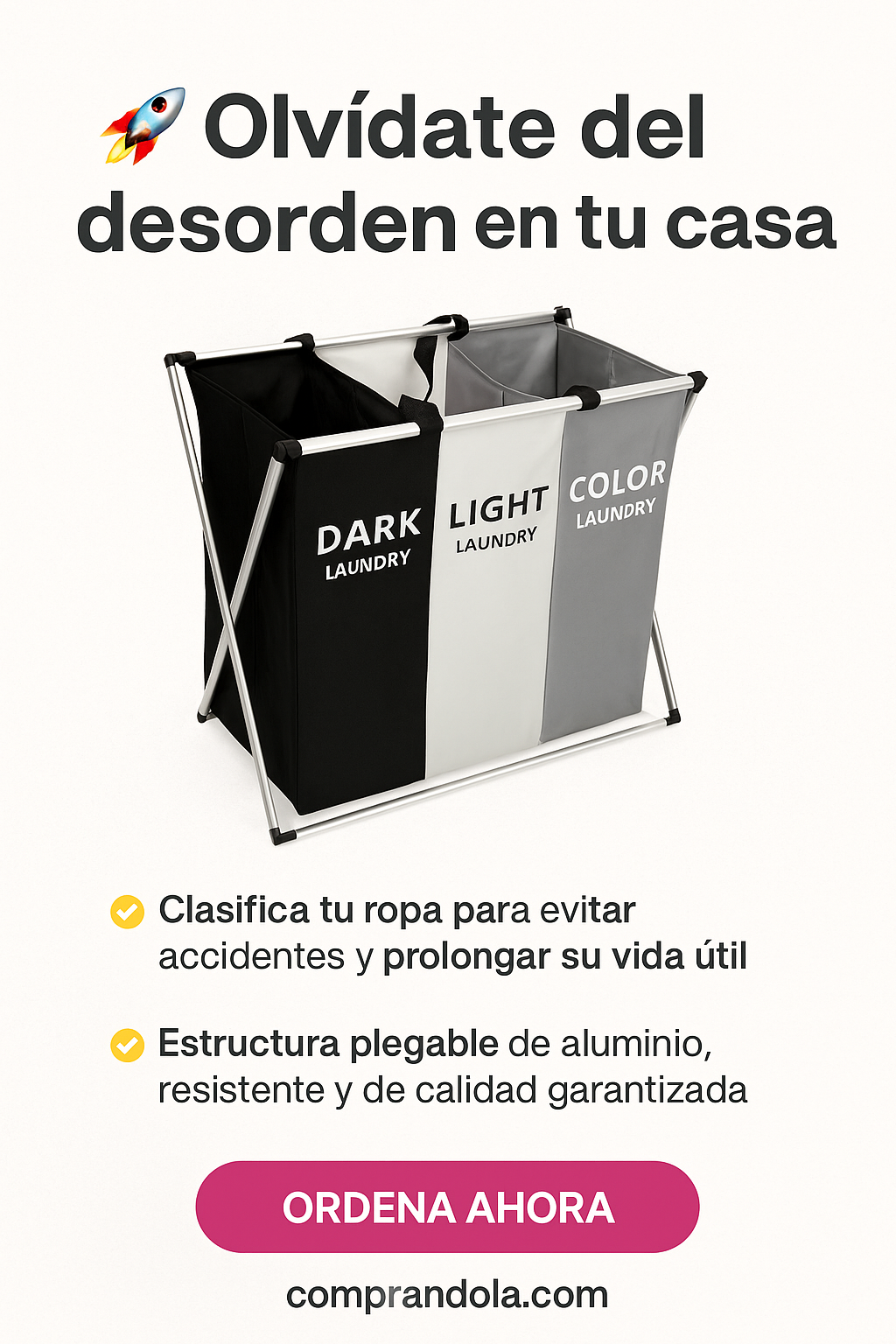 🧺 Cesta de Ropa Sucia Blanca · Negra · Color